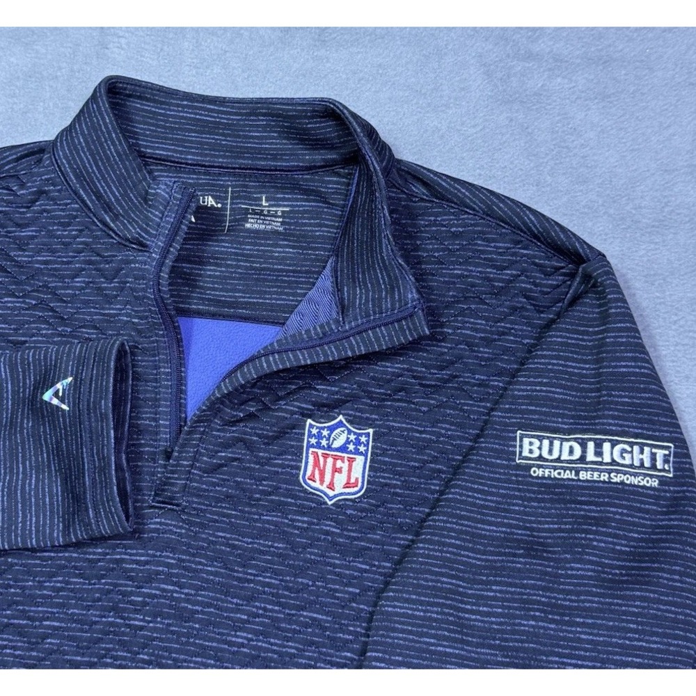 Antigua NFL Mens L Quarter Zip Pullover Bud Light Beer Sponsor Embroidered